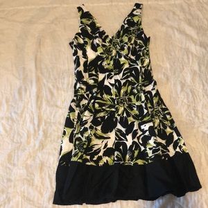 Green and white dress